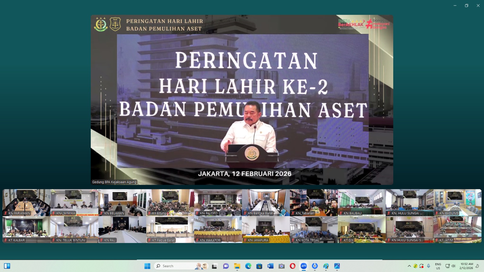 Peringatan Hari Lahir Badan Pemulihan Aset yang Dilakukan Secara Daring